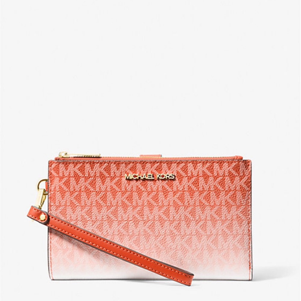 Jet Set Large Ombré Signature Logo Wristlet